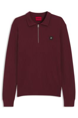 Hugo Structured polo sweater in a wool blend polotröjor herr – bild 4