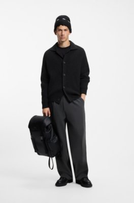 Hugo Virgin-wool-blend cardigan with shirt collar herr – bild 2