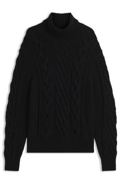 Oversized-Fit Rollkragenpullover mit Zopfmuster