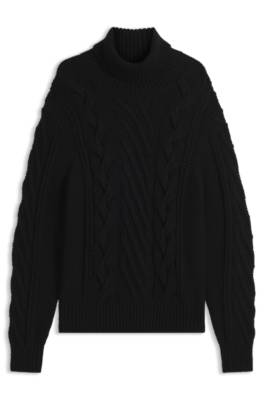 Hugo Oversized-fit rollneck sweater with cable knit polotröjor herr – bild 4