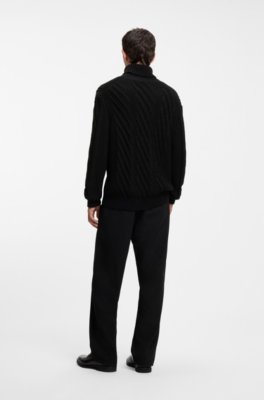 Hugo Oversized-fit rollneck sweater with cable knit polotröjor herr – bild 3