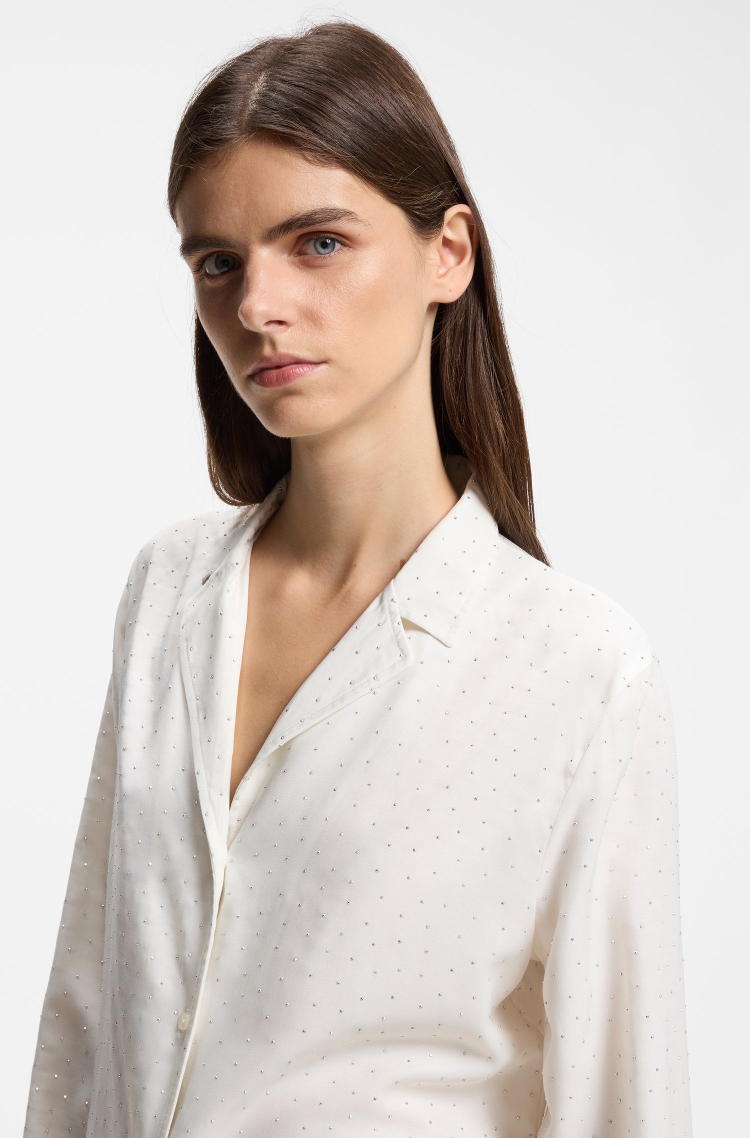 Hugo Satin pyjama top with rhinestone detailing pyjamas & nattlinnen dam – bild 2