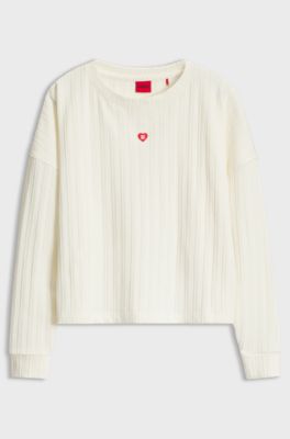 Structured jersey loungewear top, Natural