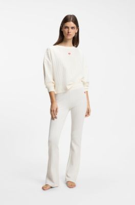 Structured jersey loungewear top, Natural