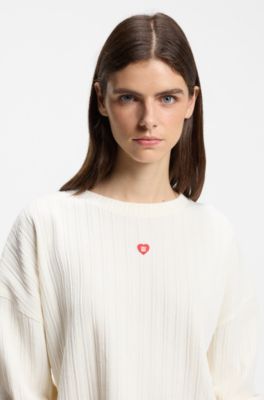 Structured jersey loungewear top, Natural