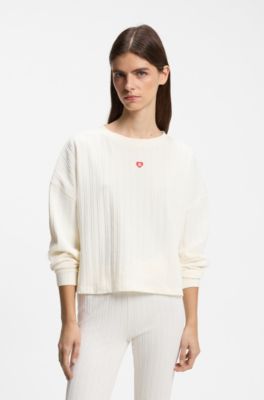 Structured jersey loungewear top, Natural