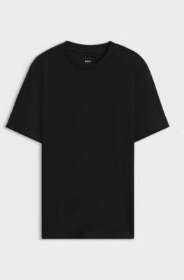 Corduroy-jacquard T-shirt in mercerised cotton, Black