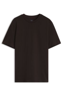 Corduroy-jacquard T-shirt in mercerised cotton, Dark Brown
