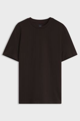 Corduroy-jacquard T-shirt in mercerised cotton, Dark Brown