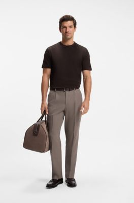 Corduroy-jacquard T-shirt in mercerised cotton, Dark Brown