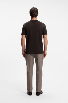 Corduroy-jacquard T-shirt in mercerised cotton, Dark Brown