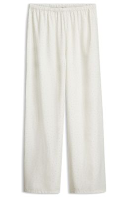 Straight-leg pyjama bottoms in rhinestone satin, Natural
