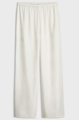 Straight-leg pyjama bottoms in rhinestone satin, Natural