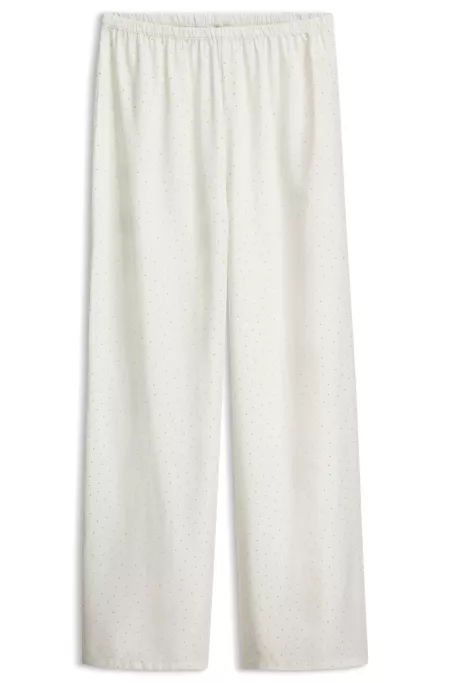 Straight-leg pyjama bottoms in rhinestone satin