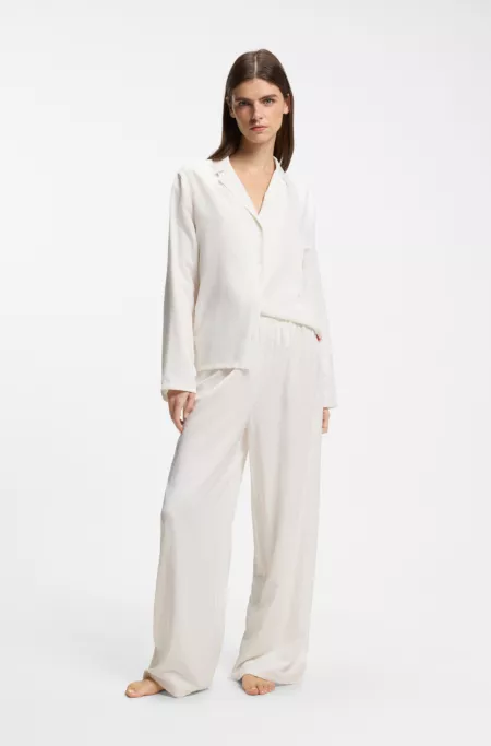 Straight-leg pyjama bottoms in rhinestone satin