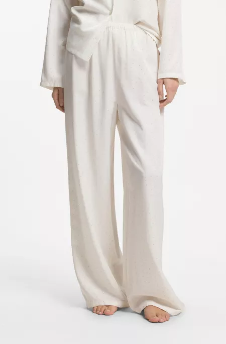Straight-leg pyjama bottoms in rhinestone satin
