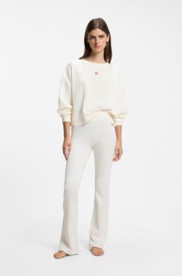 Structured jersey tracksuit bottoms, Natural