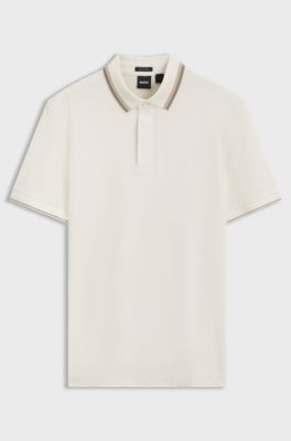 Polo regular fit in piqu&eacute; di cotone strutturato, Colore neutro