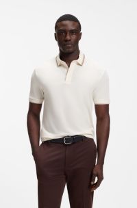 Polo Regular en piqu&eacute; de coton structur&eacute;, Naturel
