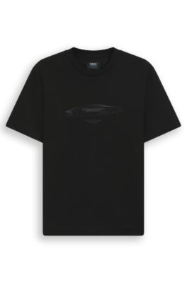 BOSS x ASTON MARTIN cotton T-shirt with car graphic, Black