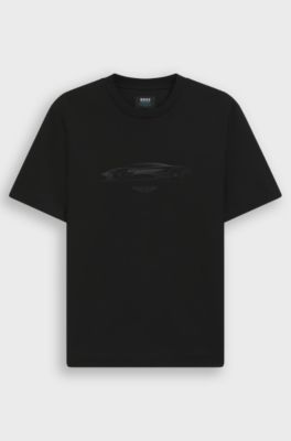 BOSS x ASTON MARTIN cotton T-shirt with car graphic, Black