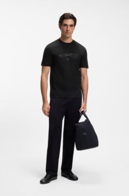 BOSS x ASTON MARTIN cotton T-shirt with car graphic, Black
