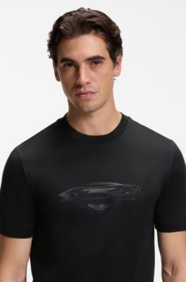 BOSS x ASTON MARTIN cotton T-shirt with car graphic, Black