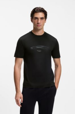 BOSS x ASTON MARTIN cotton T-shirt with car graphic, Black