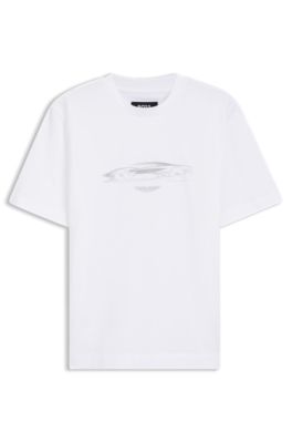 BOSS x ASTON MARTIN cotton T-shirt with car graphic, White