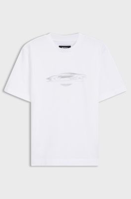 BOSS x ASTON MARTIN cotton T-shirt with car graphic, White