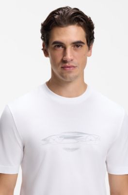 BOSS x ASTON MARTIN cotton T-shirt with car graphic, White