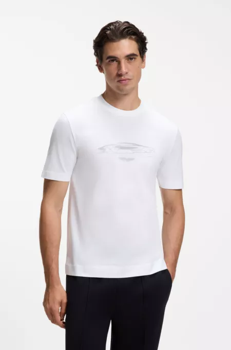 BOSS x ASTON MARTIN T-shirt en coton à motif graphique de voiture