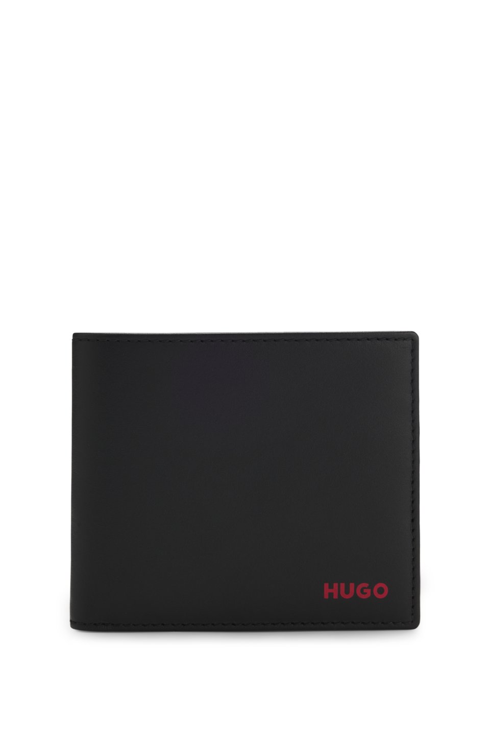 Leather folding wallet with red logo