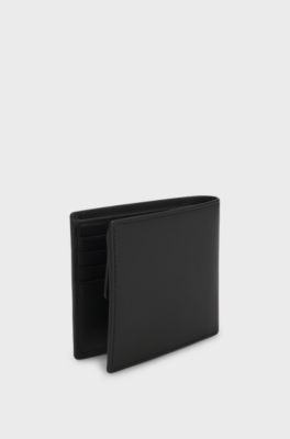 Leather folding wallet with red logo, Black