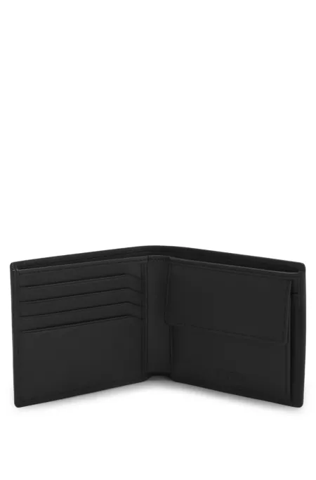 Leather folding wallet with red logo
