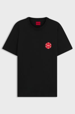 T-shirt in jersey di cotone con stampa di fiches da poker, Nero