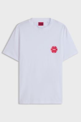 Cotton-jersey T-shirt with poker-chip print, White