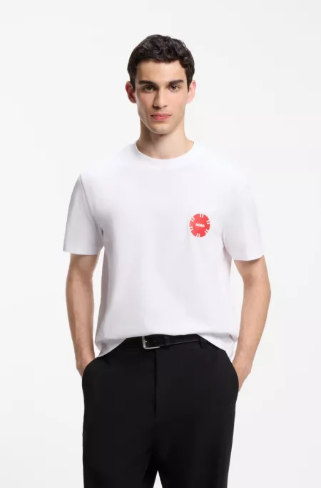 Camiseta de punto de algodón con estampado de fichas de póquer