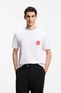 Cotton-jersey T-shirt with poker-chip print, White