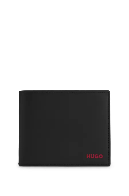 Leather trifold wallet with red logo
