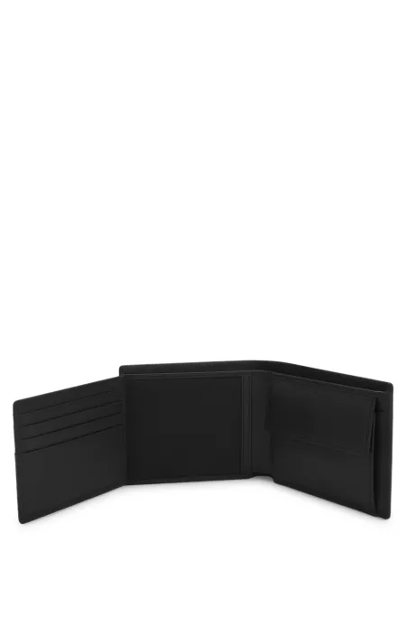 Leather trifold wallet with red logo