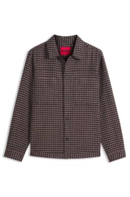 Hugo Cropped oversize-fit shirt in houndstooth cotton mönstrade skjortor herr – bild 4