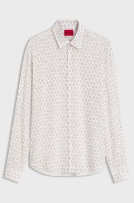 Men's slim-fit shirt for a defined look, White Patterned