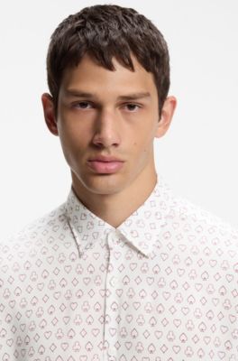 Men's slim-fit shirt for a defined look, White Patterned
