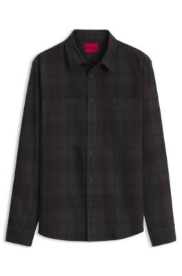 Hugo Relaxed-fit shirt in Glen-check cotton twill mönstrade skjortor herr – bild 4