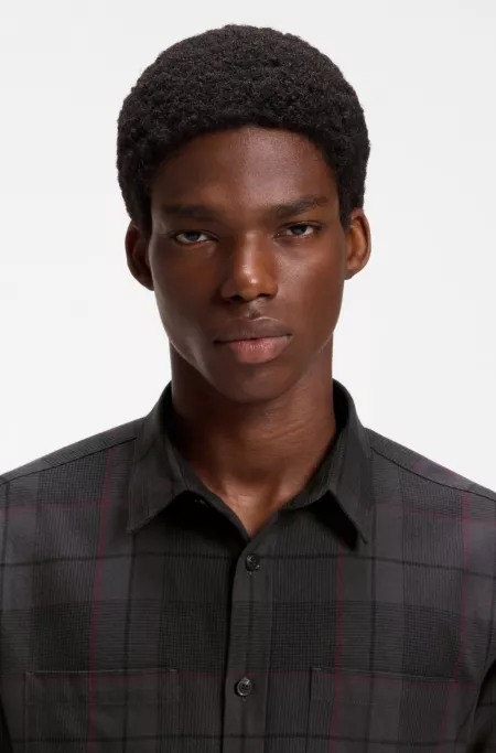 Relaxed-fit shirt in Glen-check cotton twill
