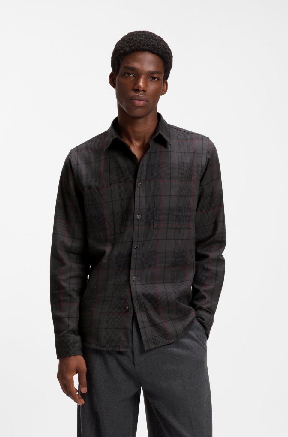 Relaxed-fit shirt in Glen-check cotton twill