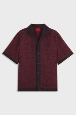 Oversized-fit shirt with placed print, Pink Patterned