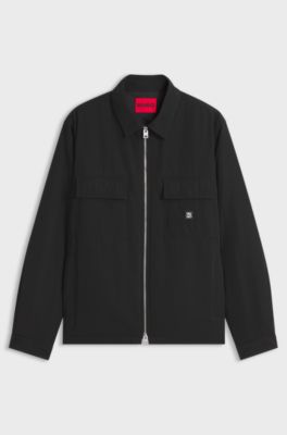 Oversized-fit overshirt in water-repellent canvas, Black