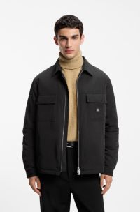 Oversized-fit overshirt in water-repellent canvas, Black